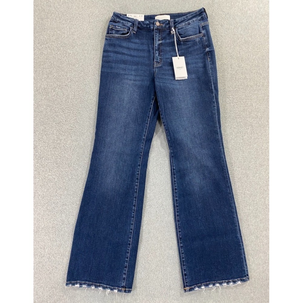 VERVET Bella High Rise Flare Jeans Women's Size 30 Distressed Dark Wash NWT